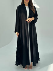 C 1683 Black Beaded Pleated Abaya