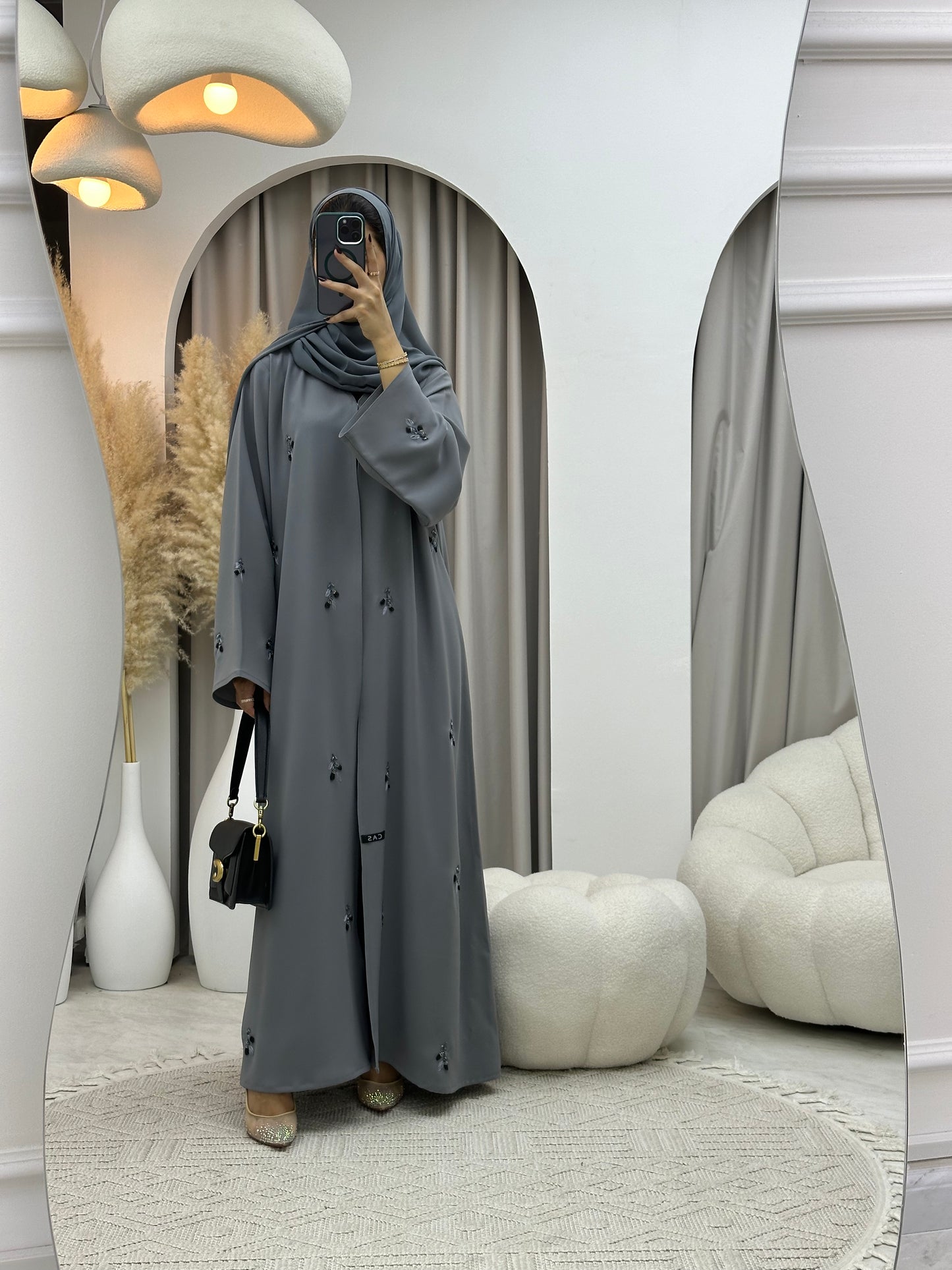 C RTW 0102 Grey Crepe Abaya