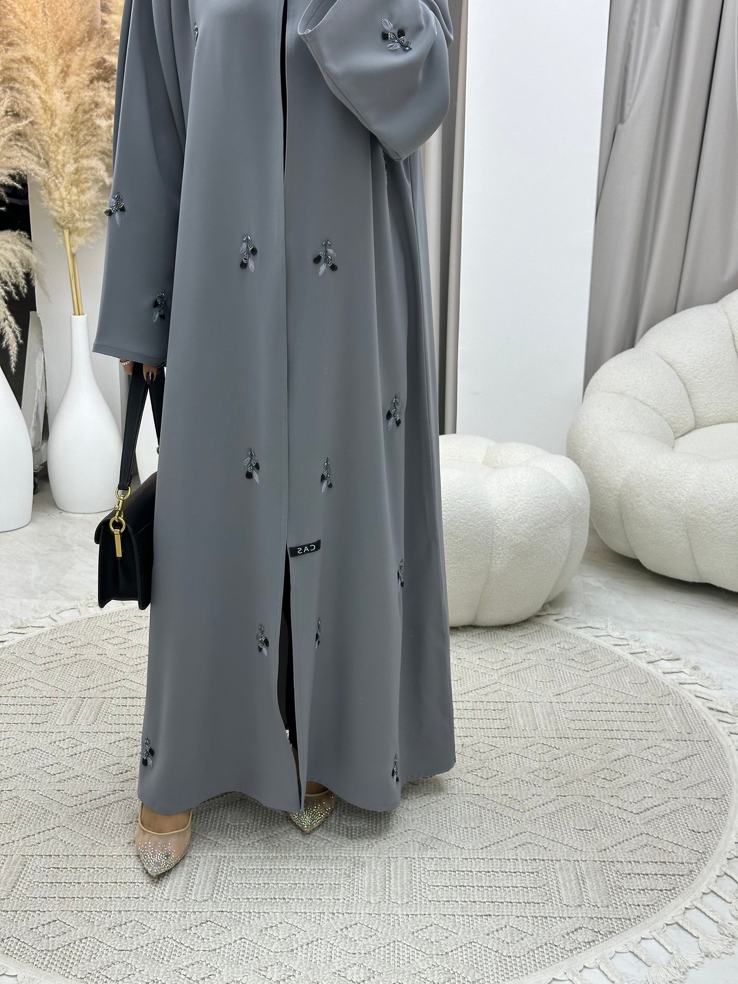 C 0102 Grey Crepe Abaya