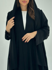 C 1683 Black Beaded Pleated Abaya