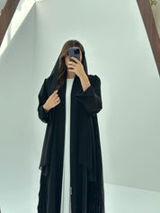 C 1683 Black Beaded Pleated Abaya