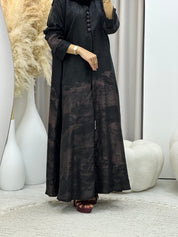 C RTW-U 0538 Black Rose Gold Jacquard Abaya