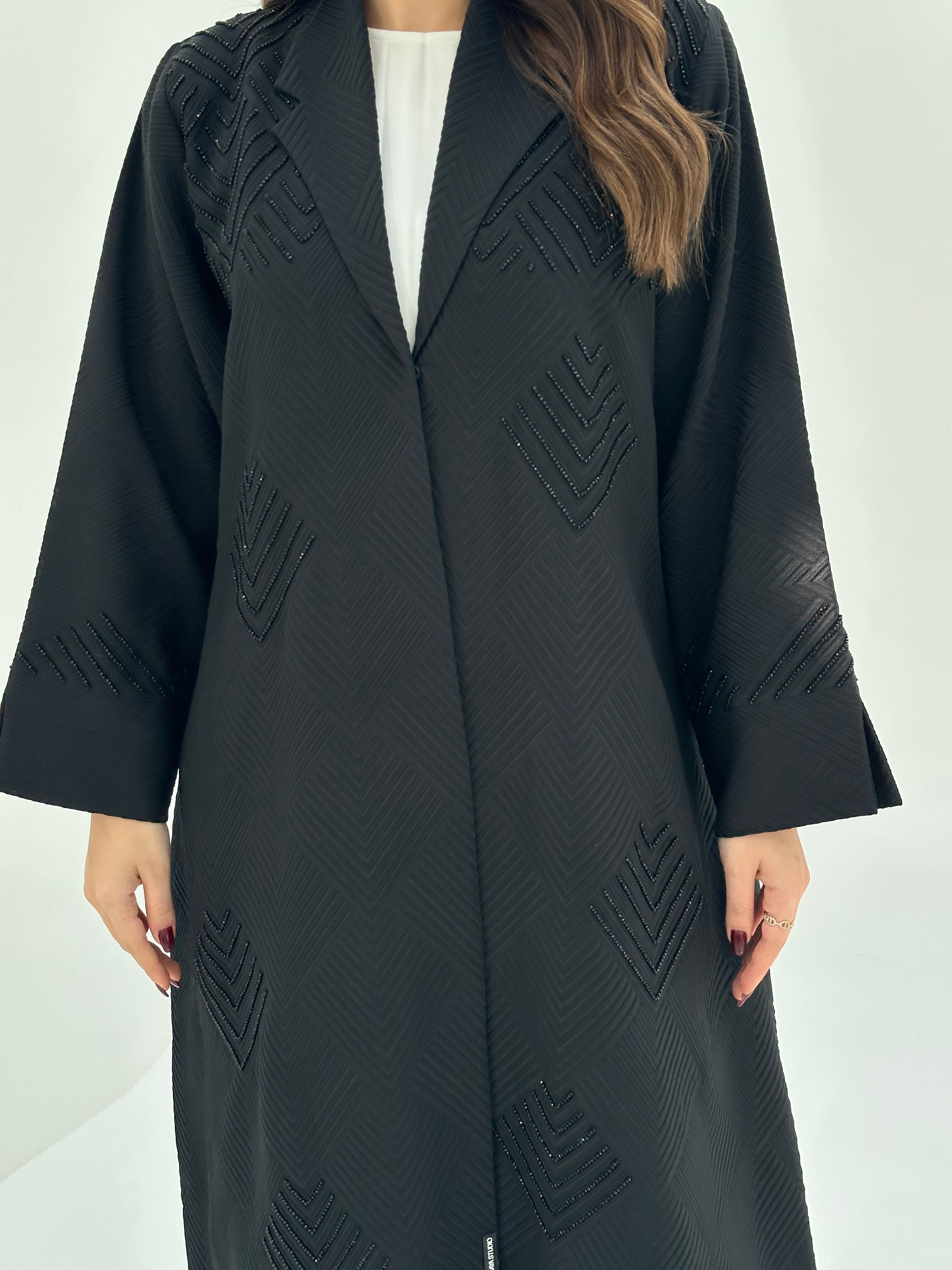 C 1684 Black Beaded Abaya