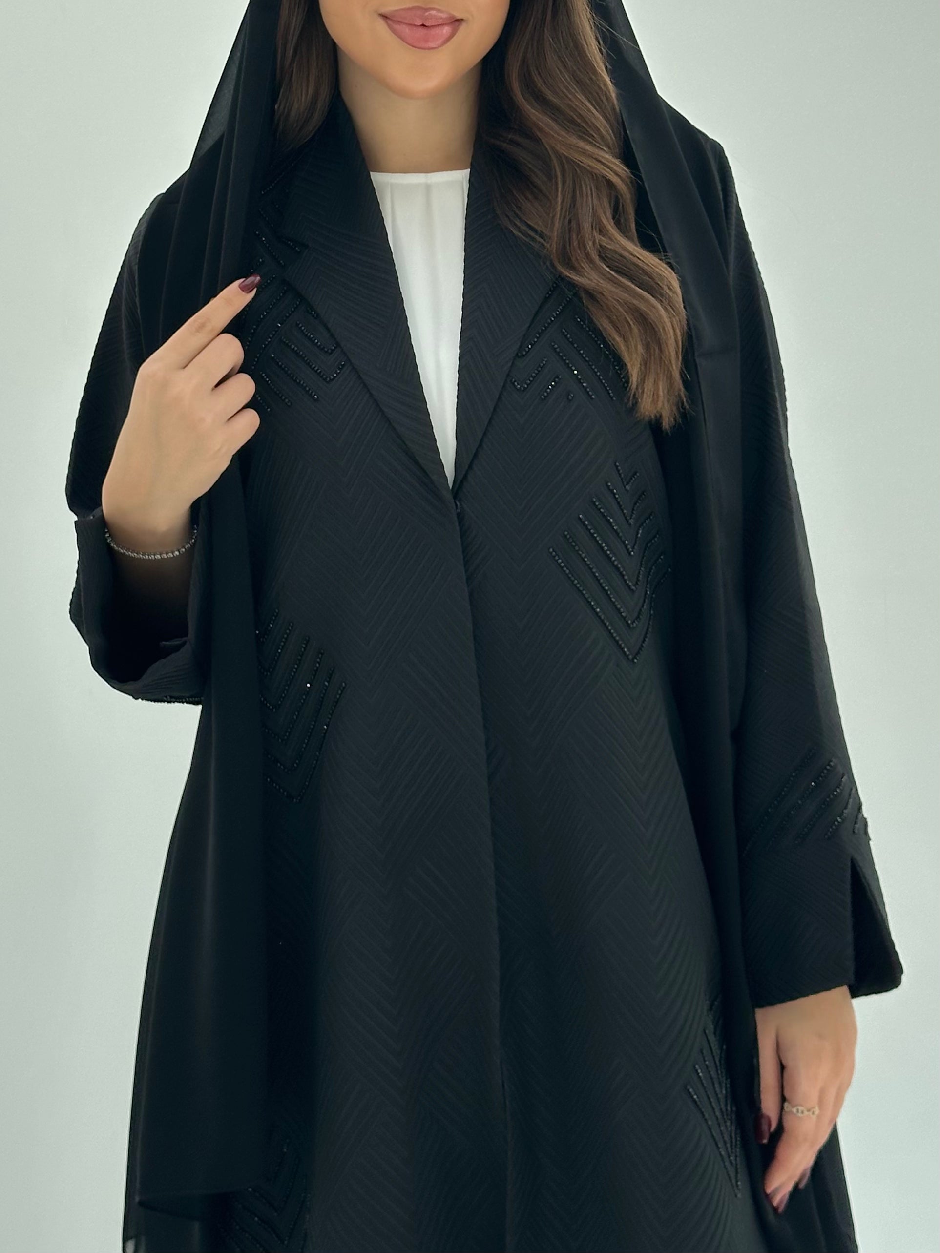 C 1684 Black Beaded Abaya