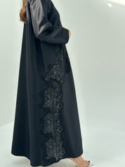 C 1685 Black Crystal Lace Abaya