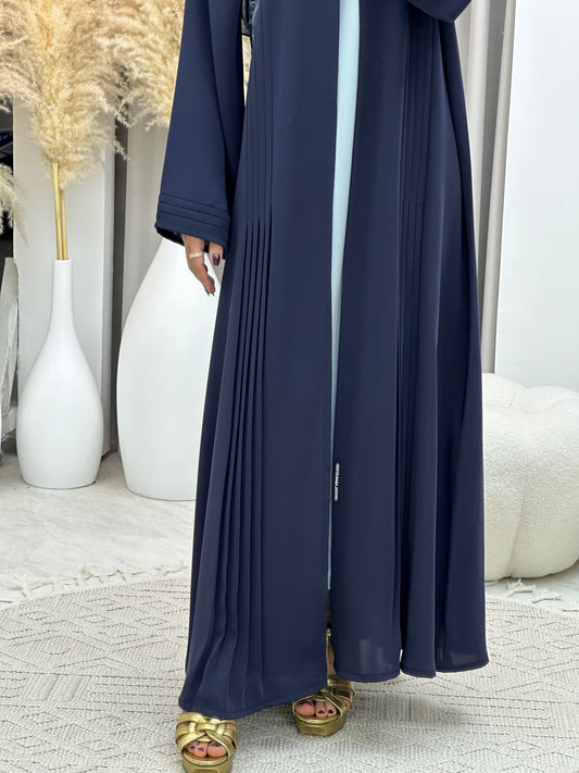 C 0109-03 Navy Blue Pleated Abaya