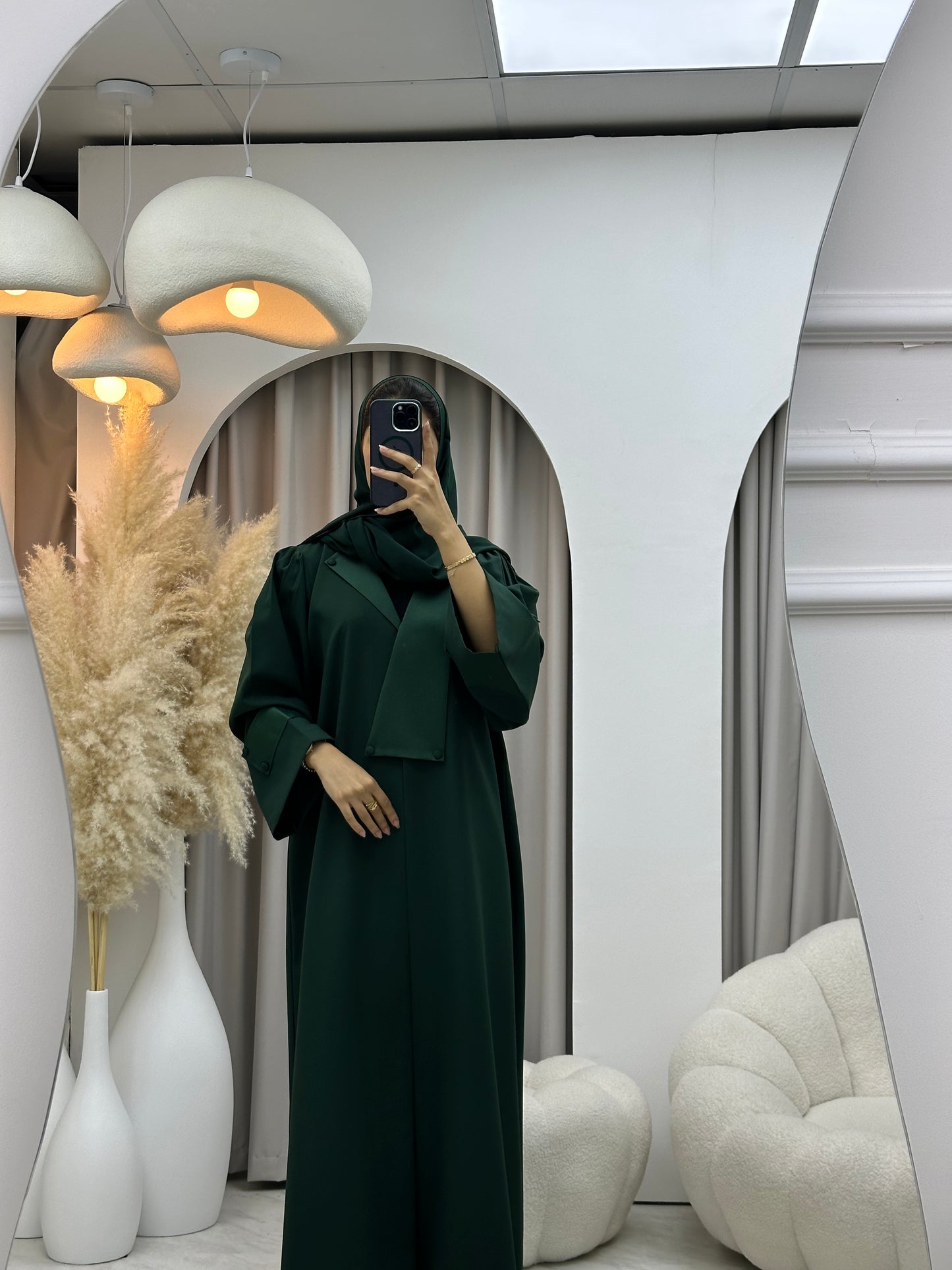 C 0540 Green Overlap Crepe Abaya