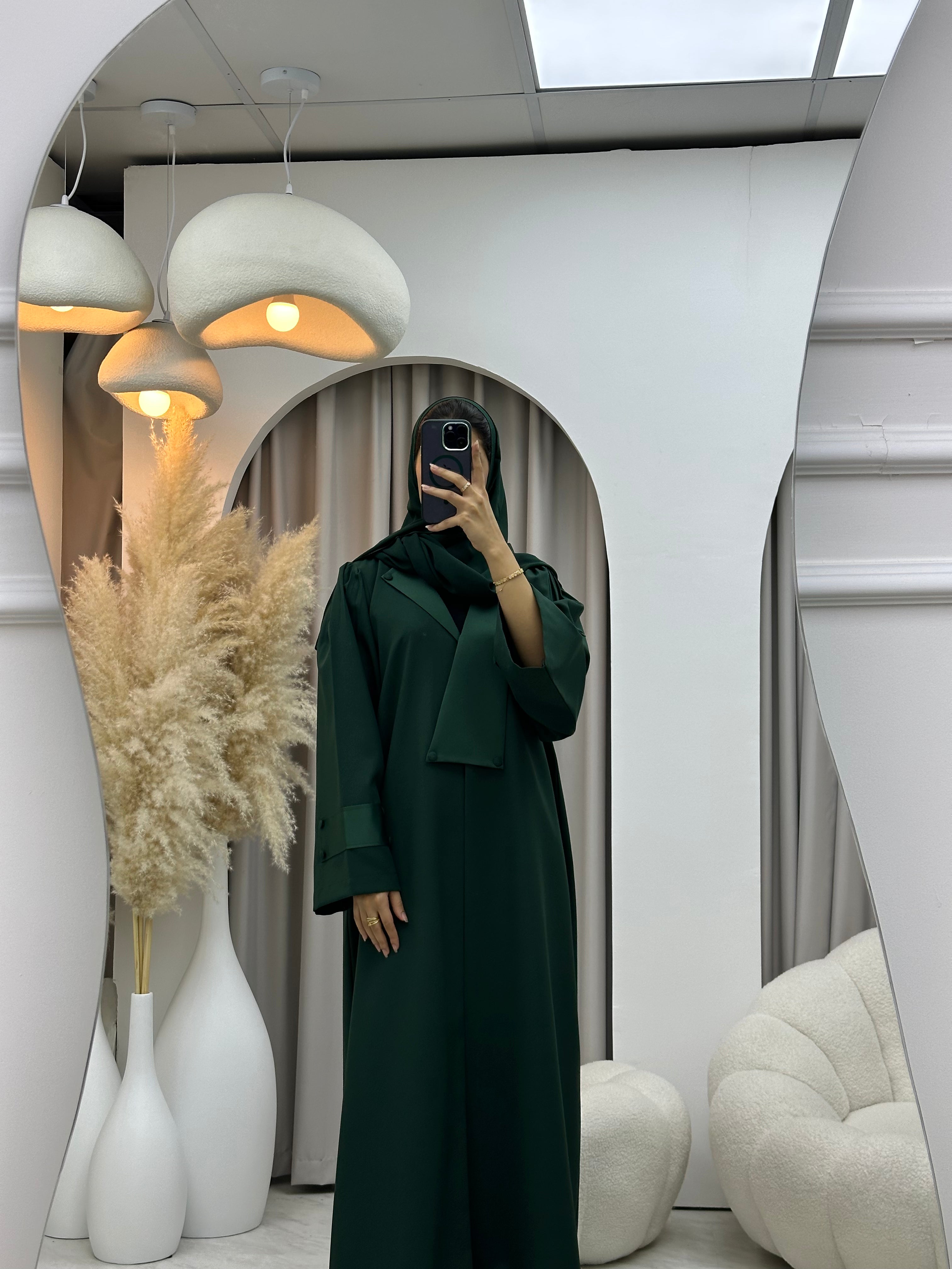 C RTW 0540 Green Overlap Crepe Abaya