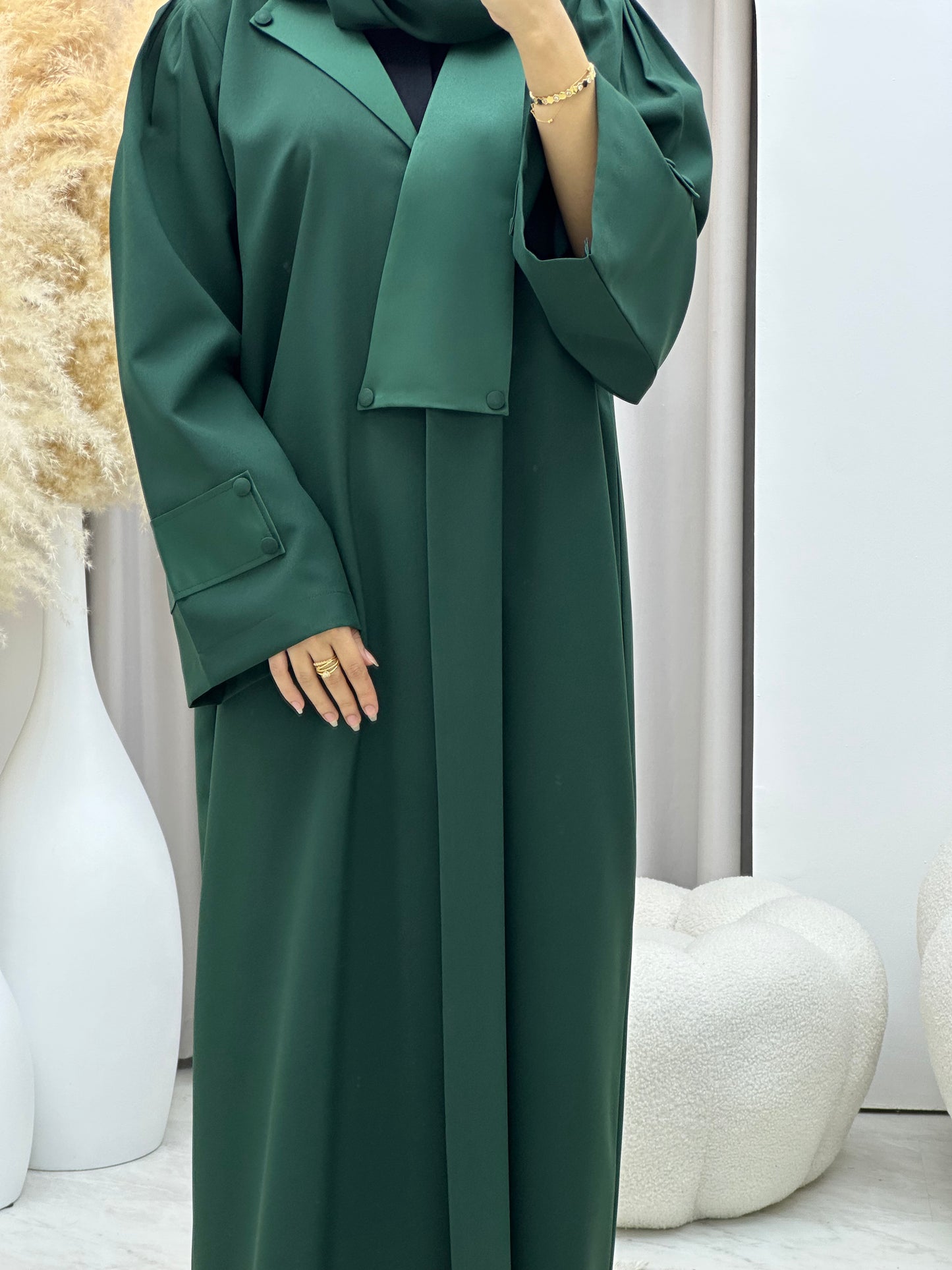 C 0540 Green Overlap Crepe Abaya