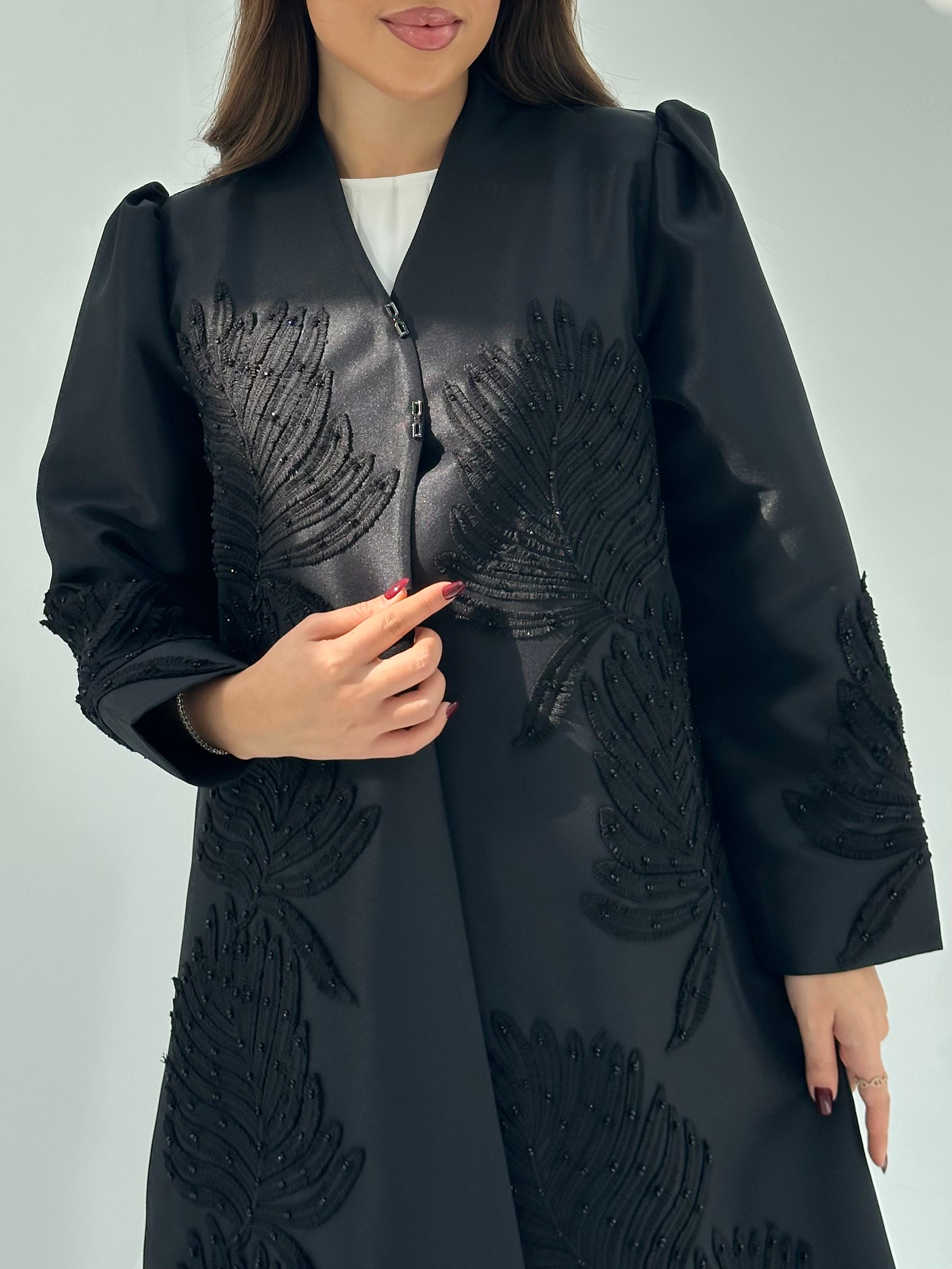 C 1686 Black Beaded Abaya