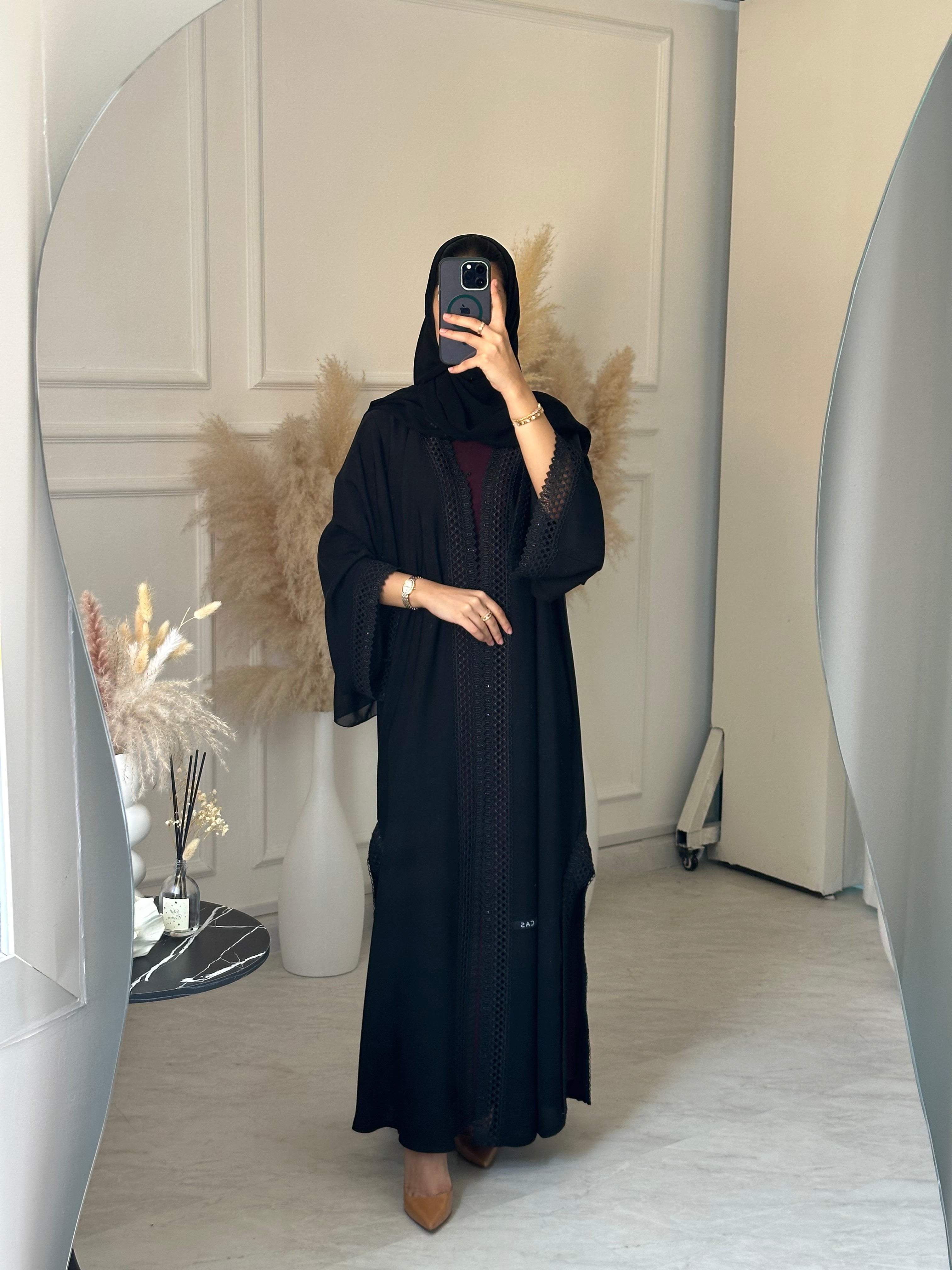C 1033 Black Lace Abaya