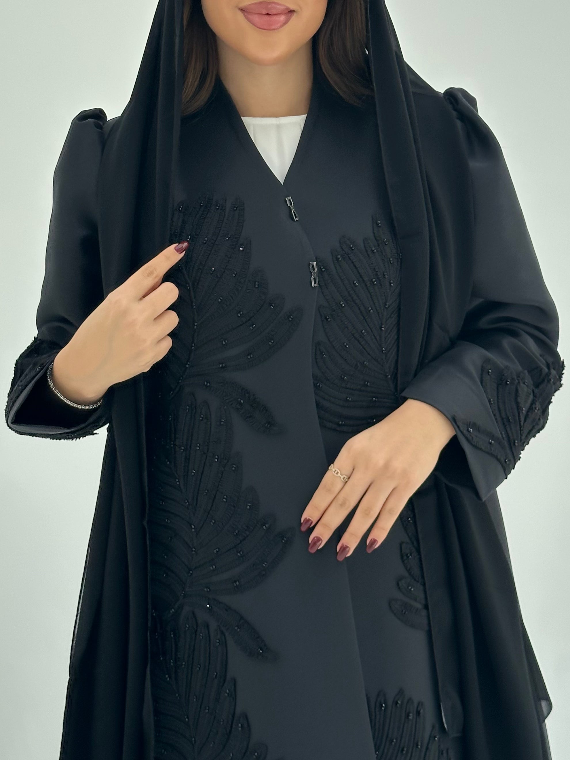 C 1686 Black Beaded Abaya