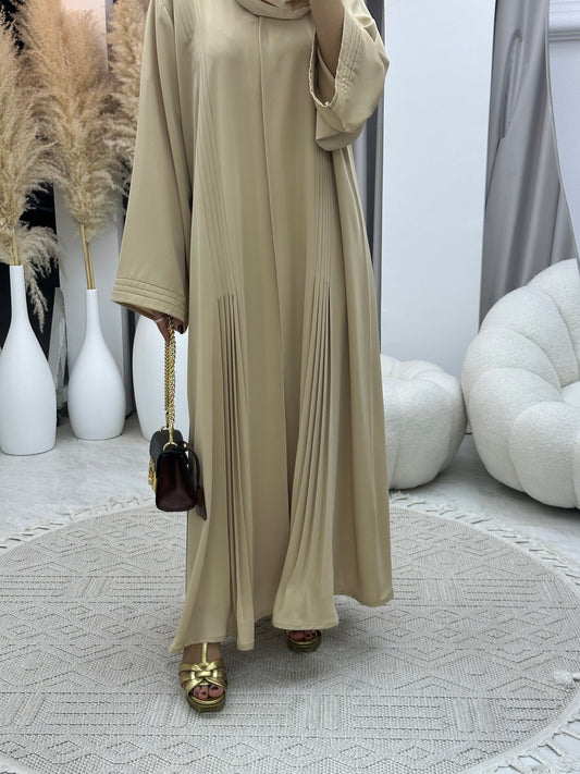 C 0109-02 Beige Pleated Abaya