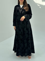 C 1688 Black Velvet Dantel Abaya