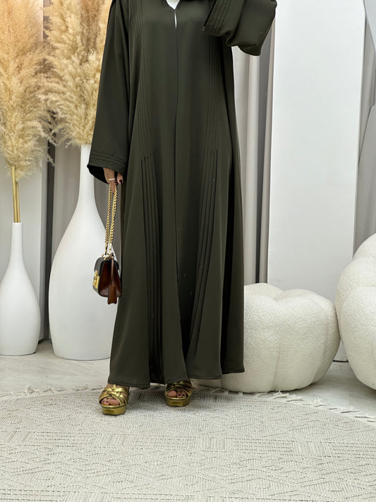 C 0109-01 Olive Pleated Abaya