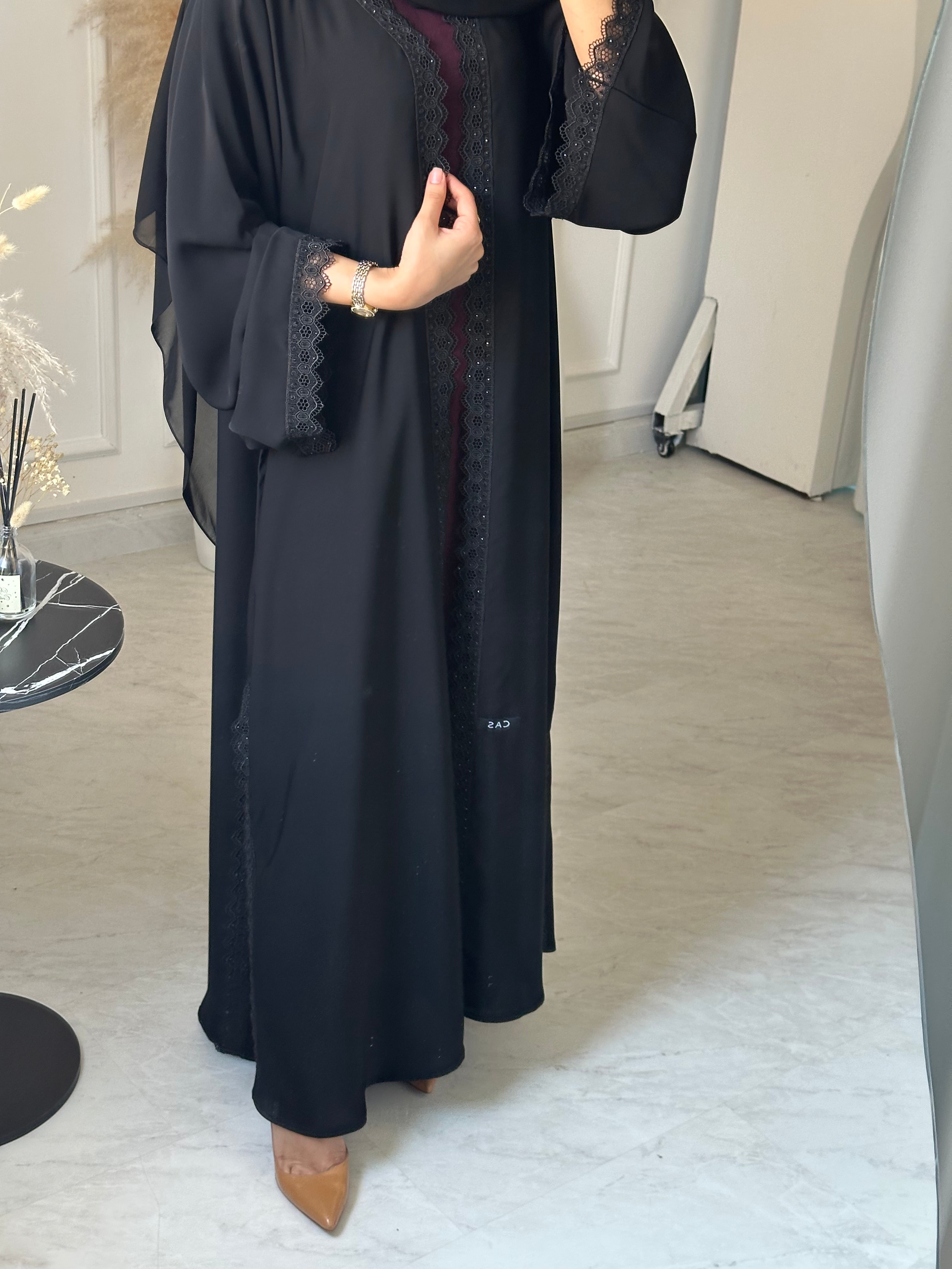 C 1031 Black Lace Abaya