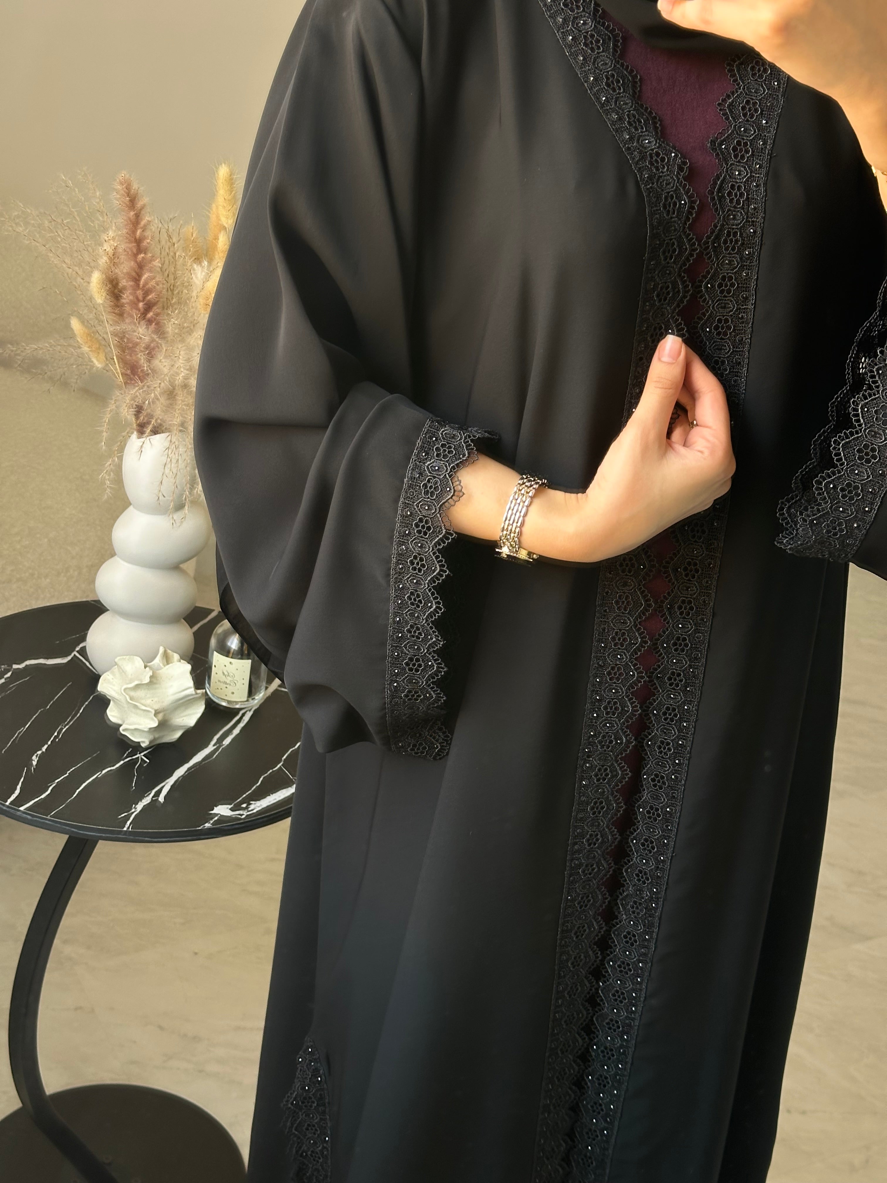 C 1031 Black Lace Abaya