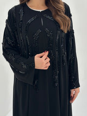 C 1689 Black Beaded Abaya