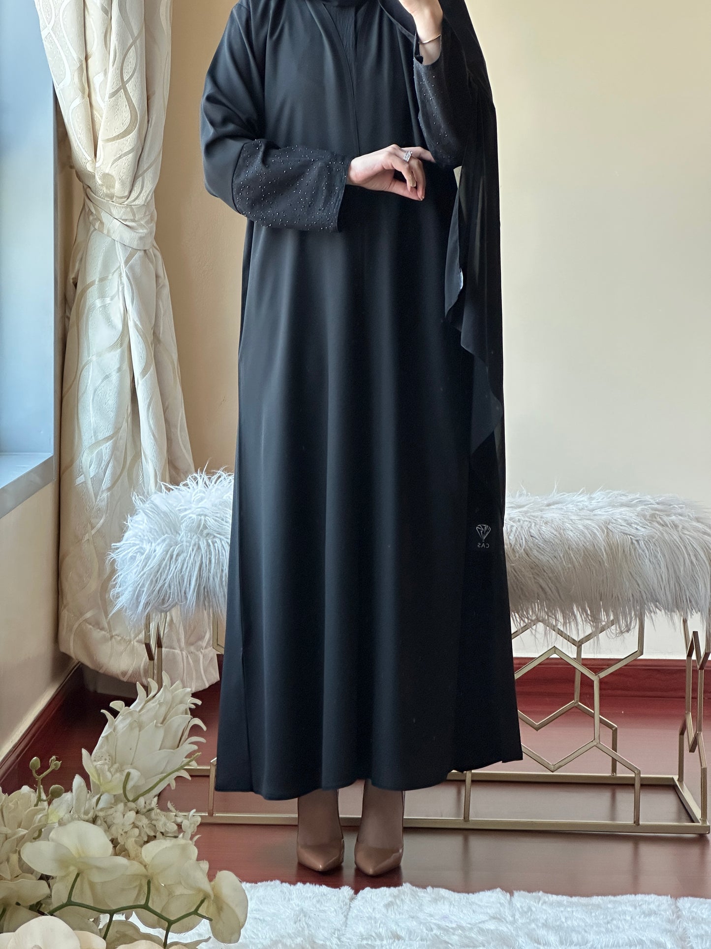 C-Black Dantel Abaya Set 139