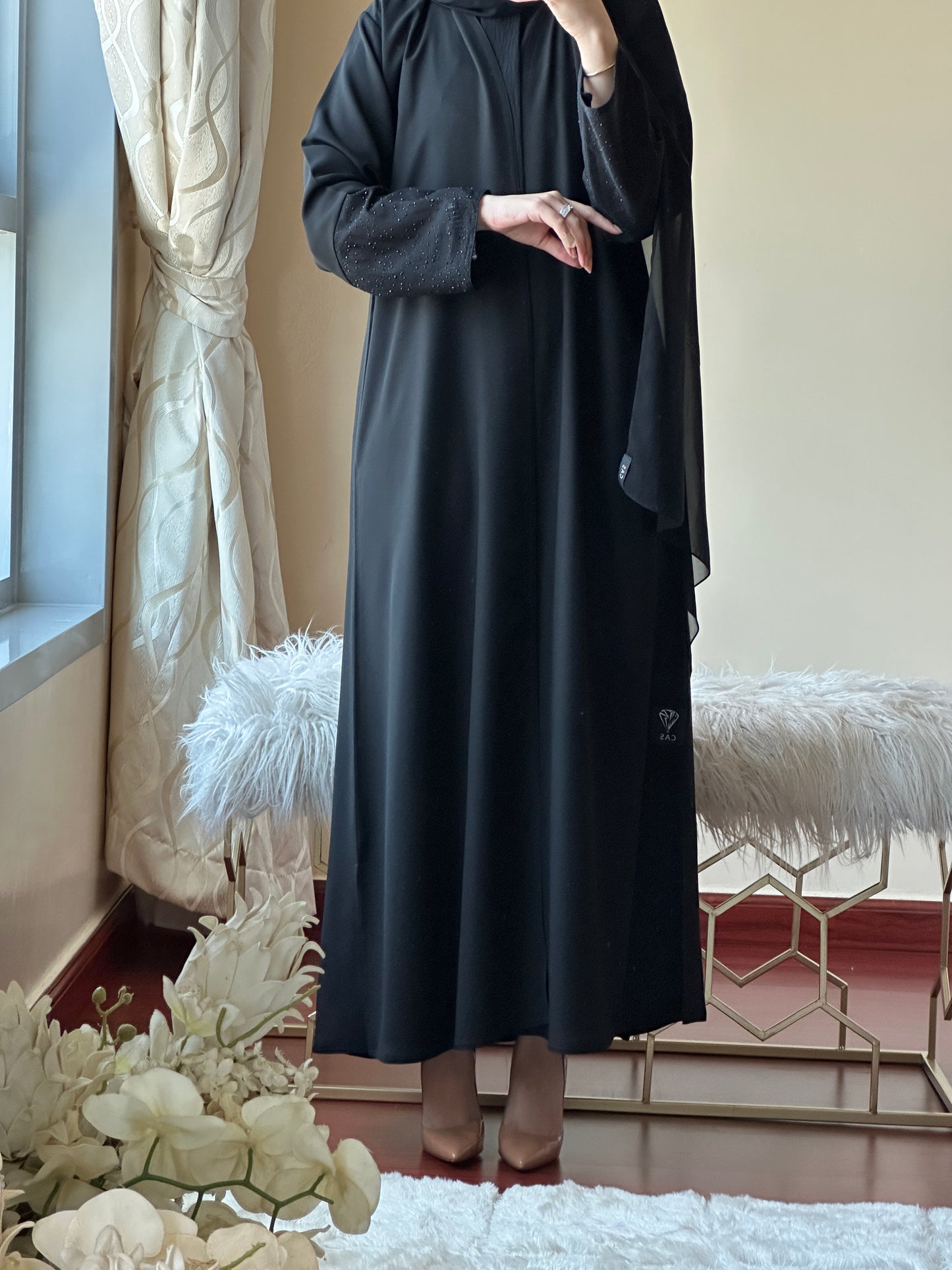 C-Black Dantel Abaya Set 139