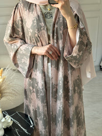 C RTW 1180 Pink Dantel Abaya - XL (Closed Front Buttons) / 56