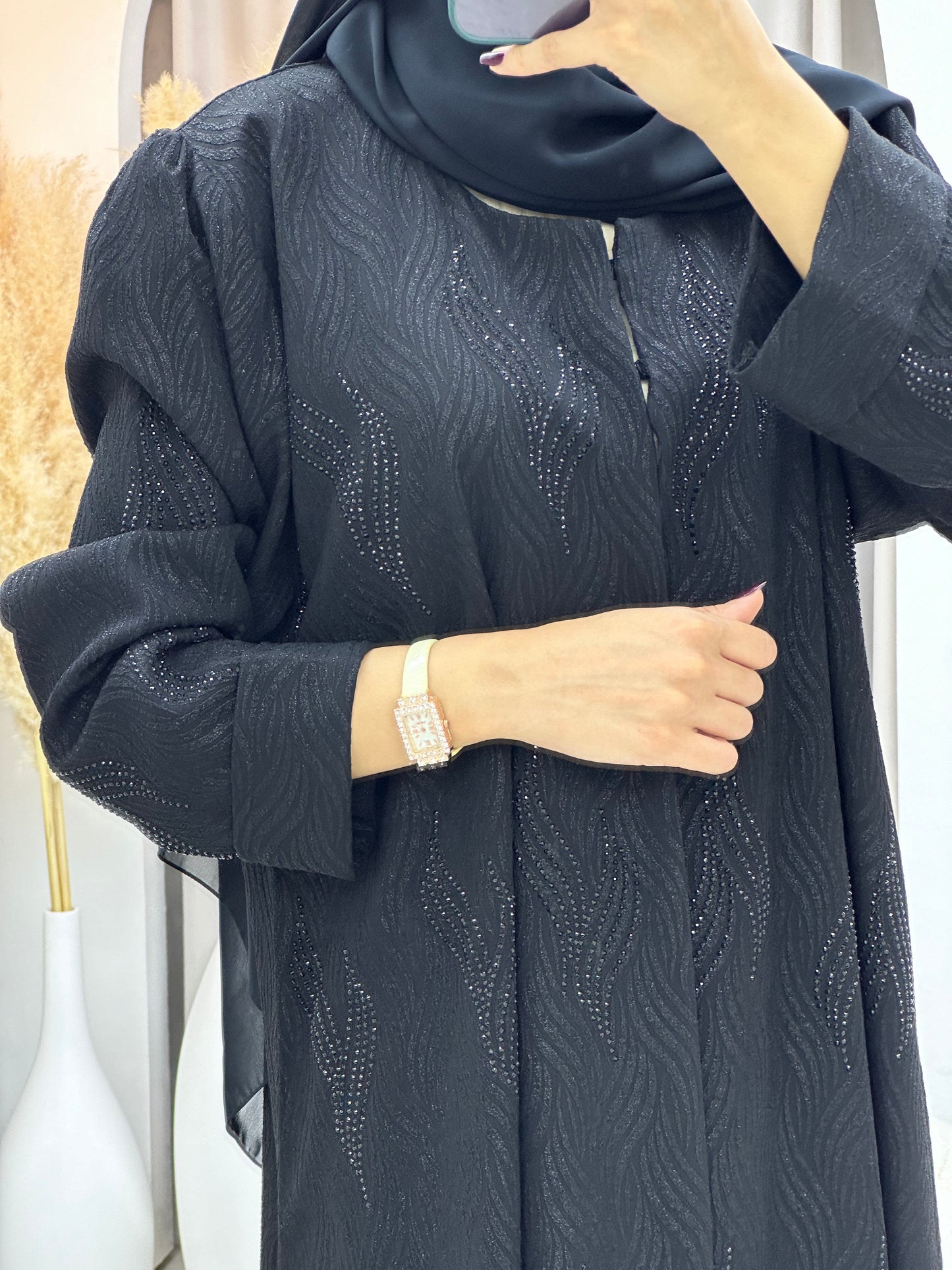 C RTW 0112 Black Beaded Abaya