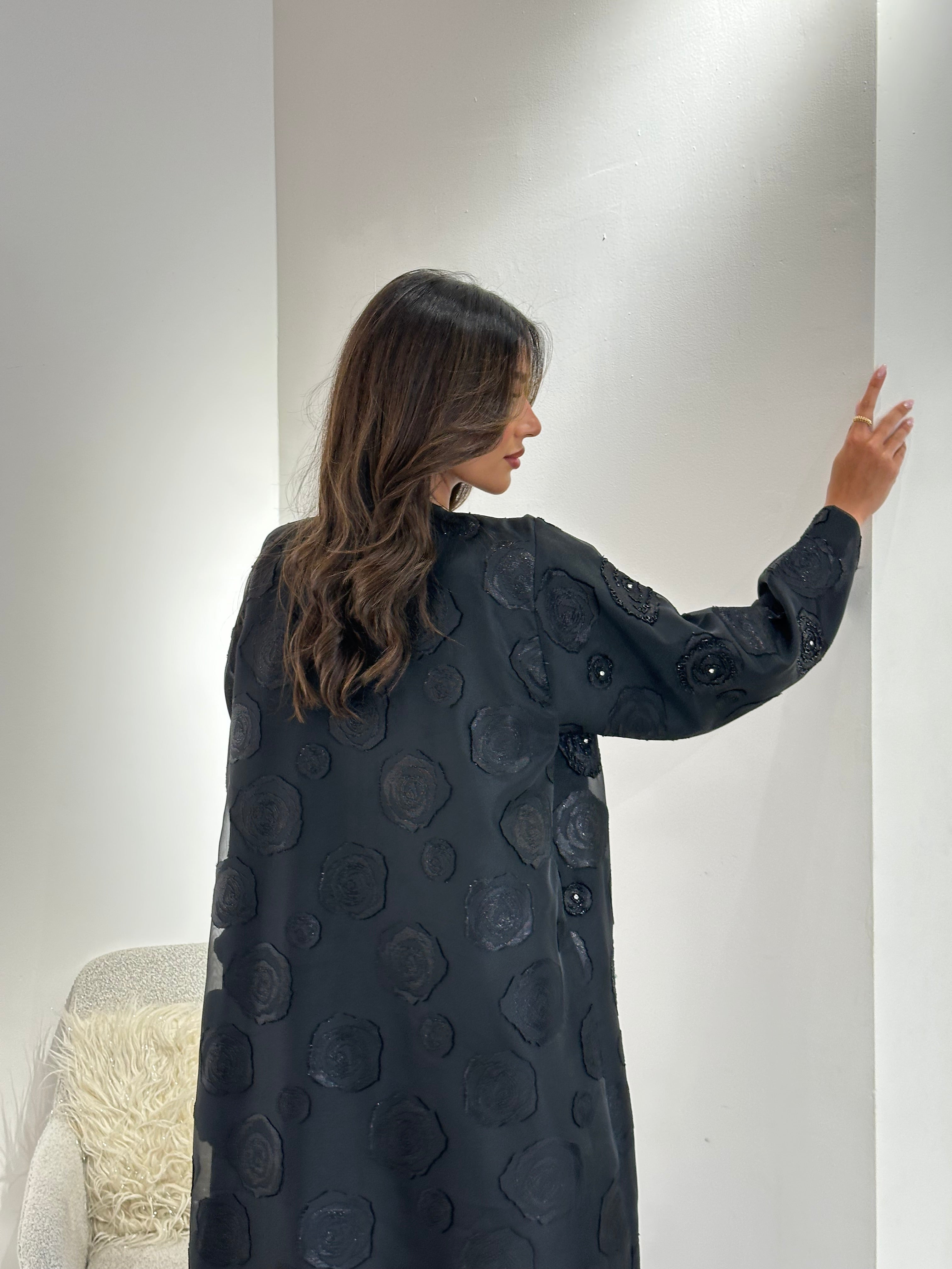 C 1035 Black Beaded Abaya