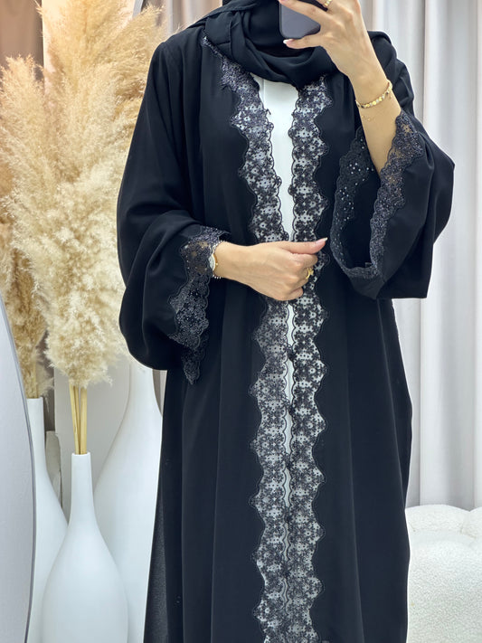 C 04527 Black Classic Lace Abaya