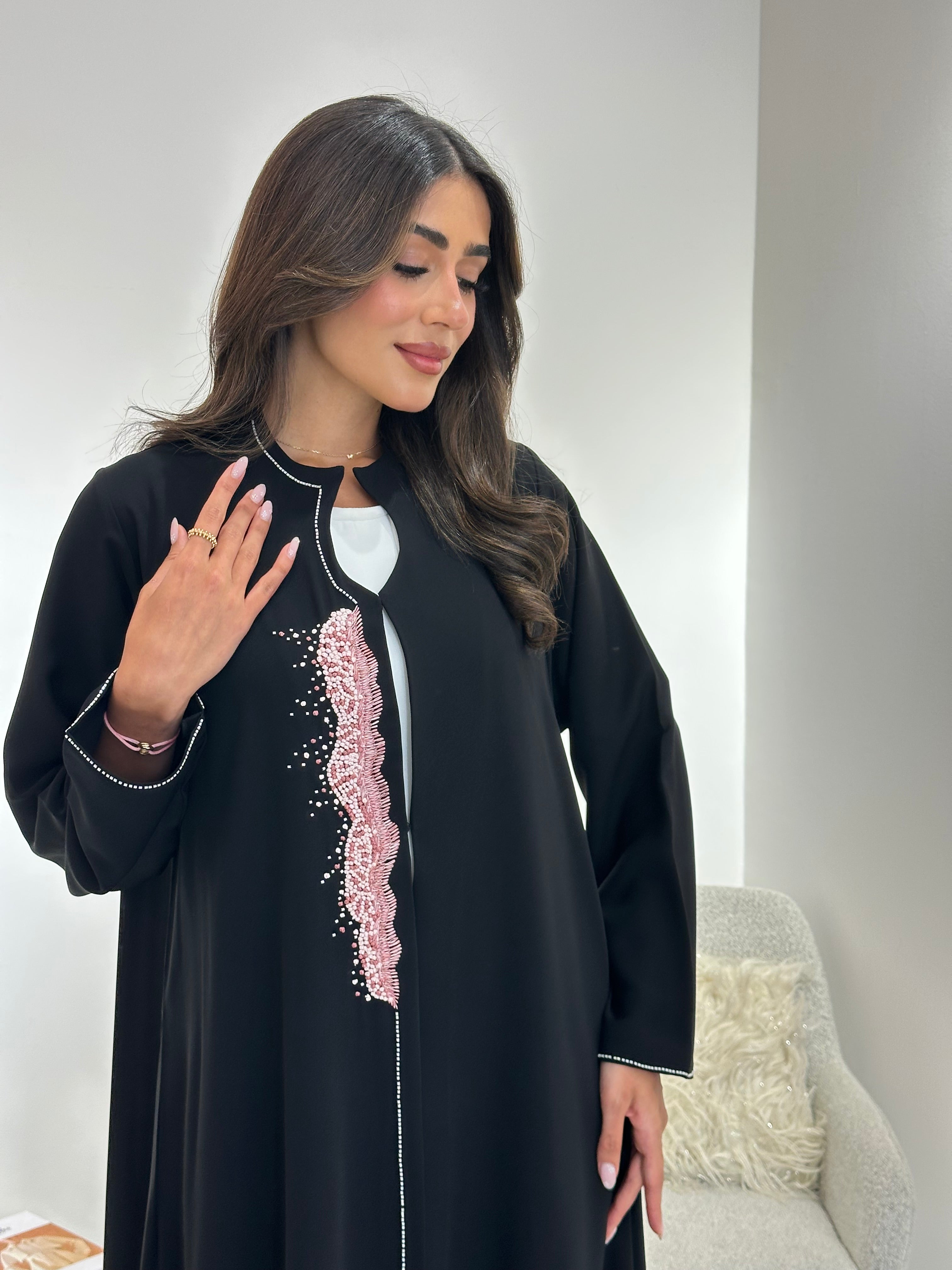 C 1037 Black Embroidered Abaya