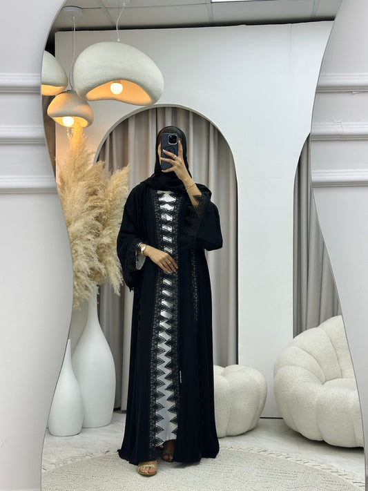 C 04529 Black Classic Lace Abaya