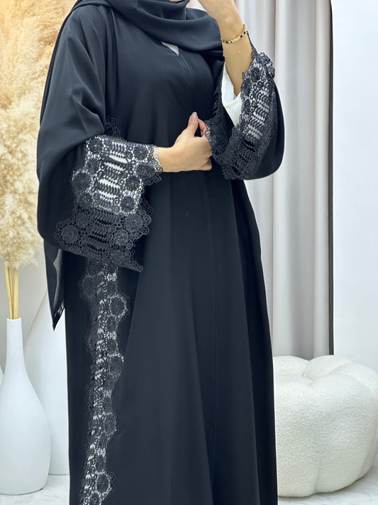 C 04530 Black Classic Lace Abaya