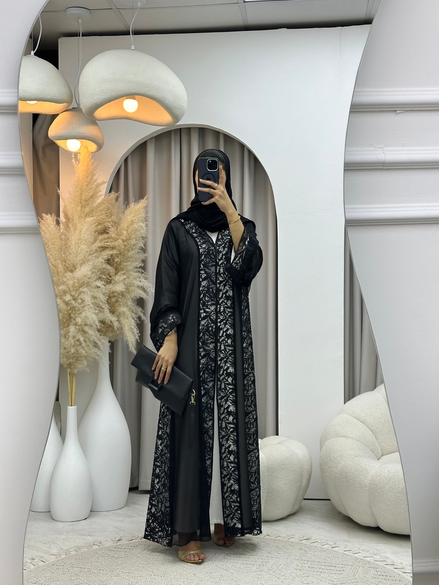 C 04531 Black Classic Lace Abaya