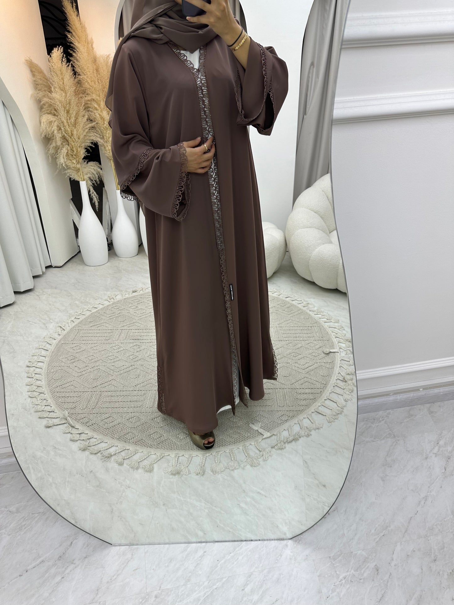 C RTW 0114 Brown Lace Abaya