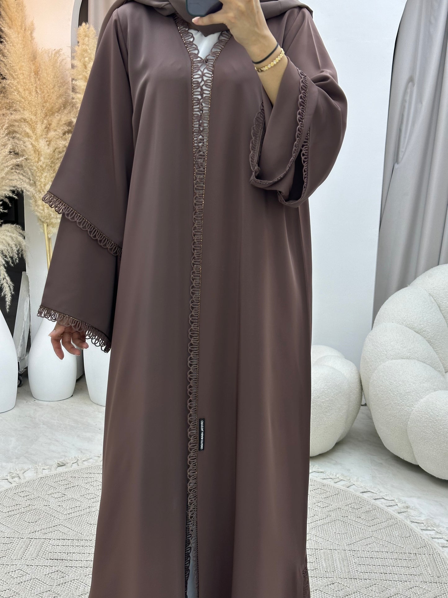 C 0114 Brown Lace Abaya