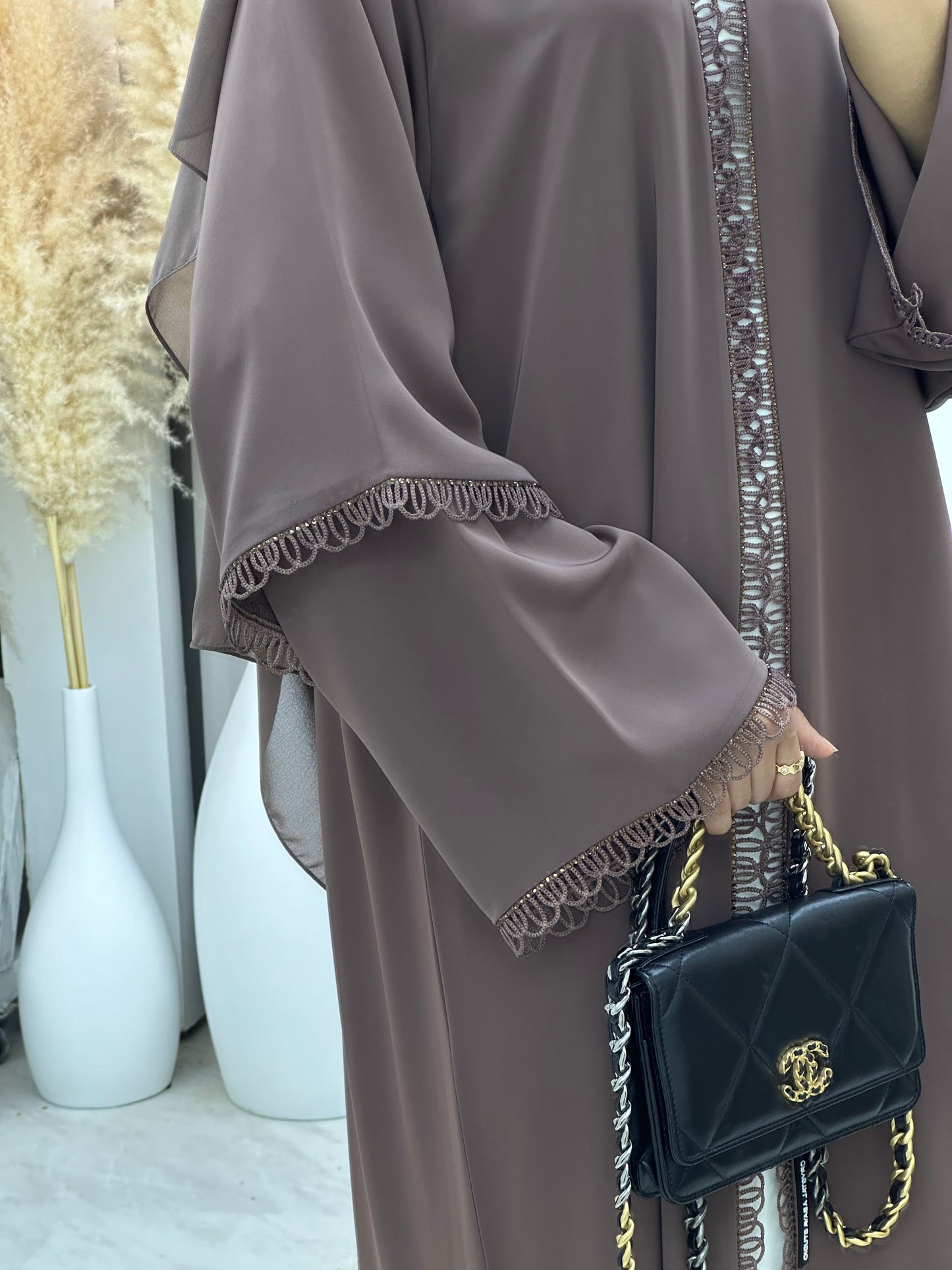 C 0114 Brown Lace Abaya