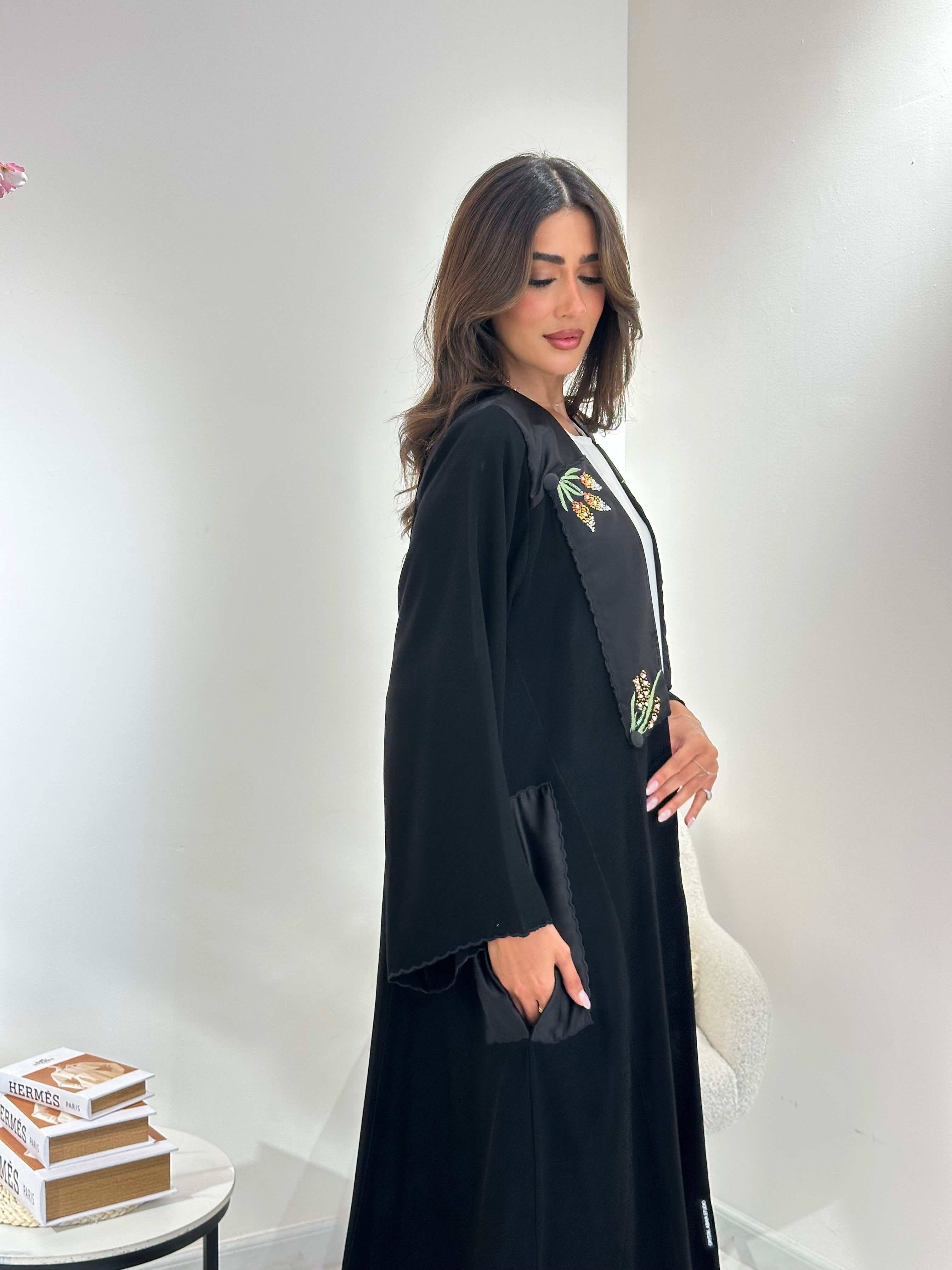 C 1040 Black Embroidered Abaya