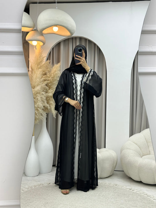 C 04533 Black Classic Lace Abaya