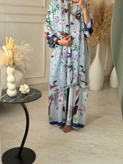 C 1206 Blue Printed Abaya