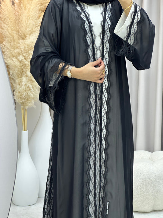 C 04533 Black Classic Lace Abaya