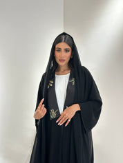 C 1040 Black Embroidered Abaya