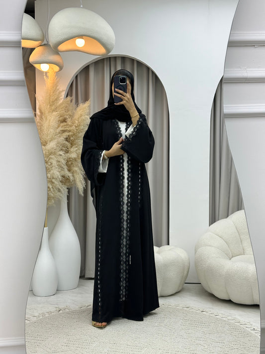 C 04534 Black Classic Lace Abaya