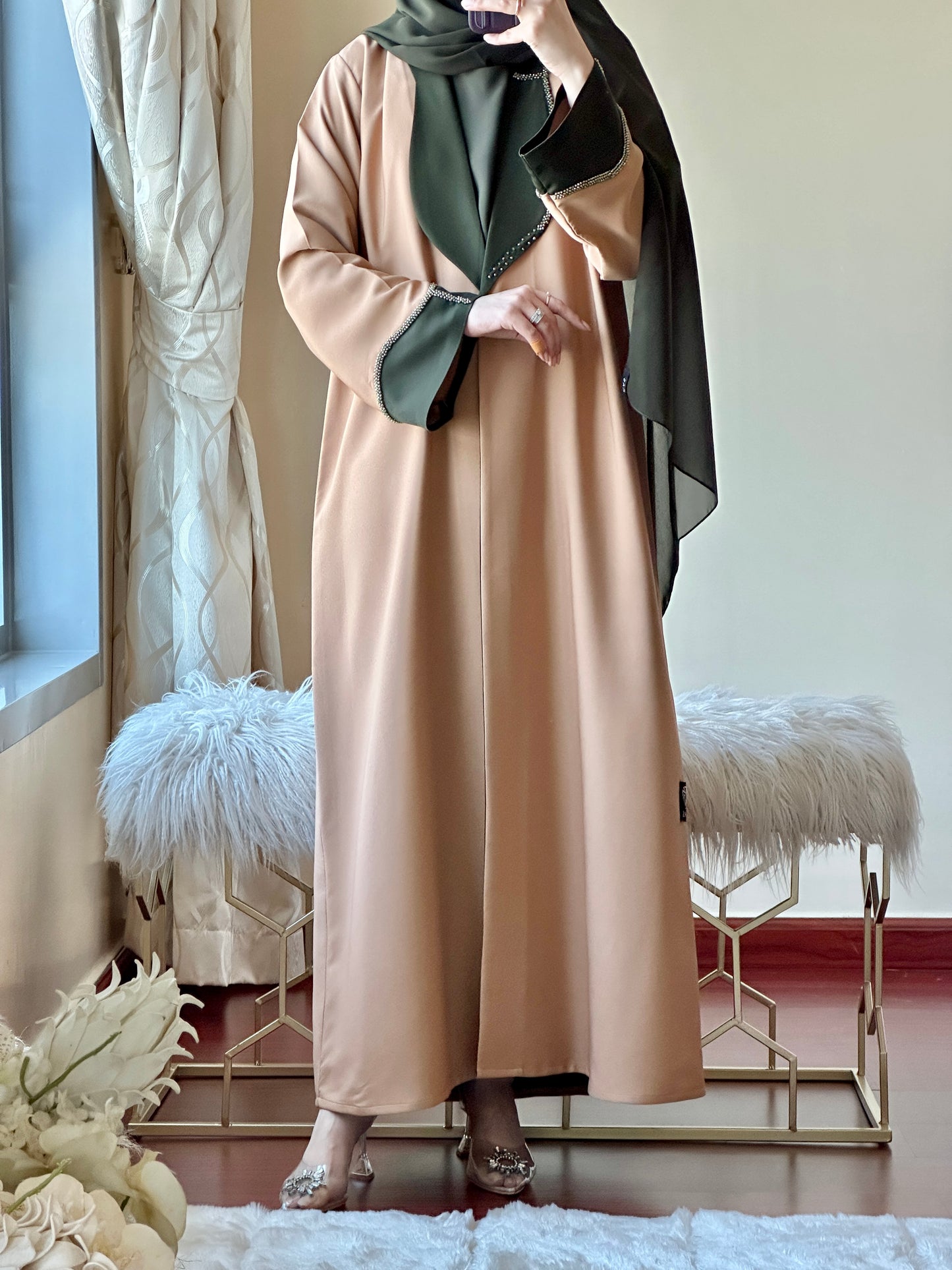 C-Green Beige Evening Abaya 42