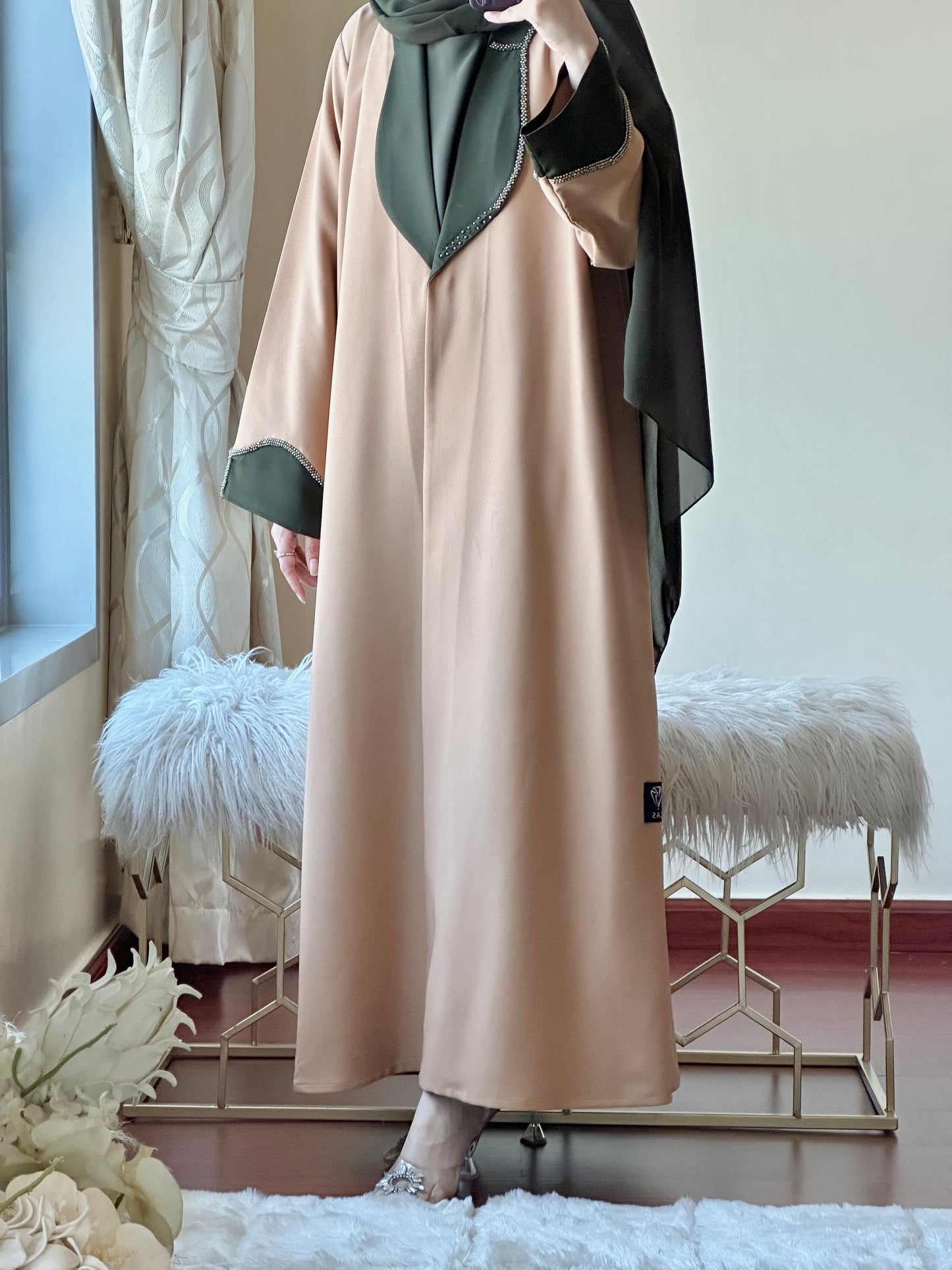 C-Green Beige Evening Abaya 42