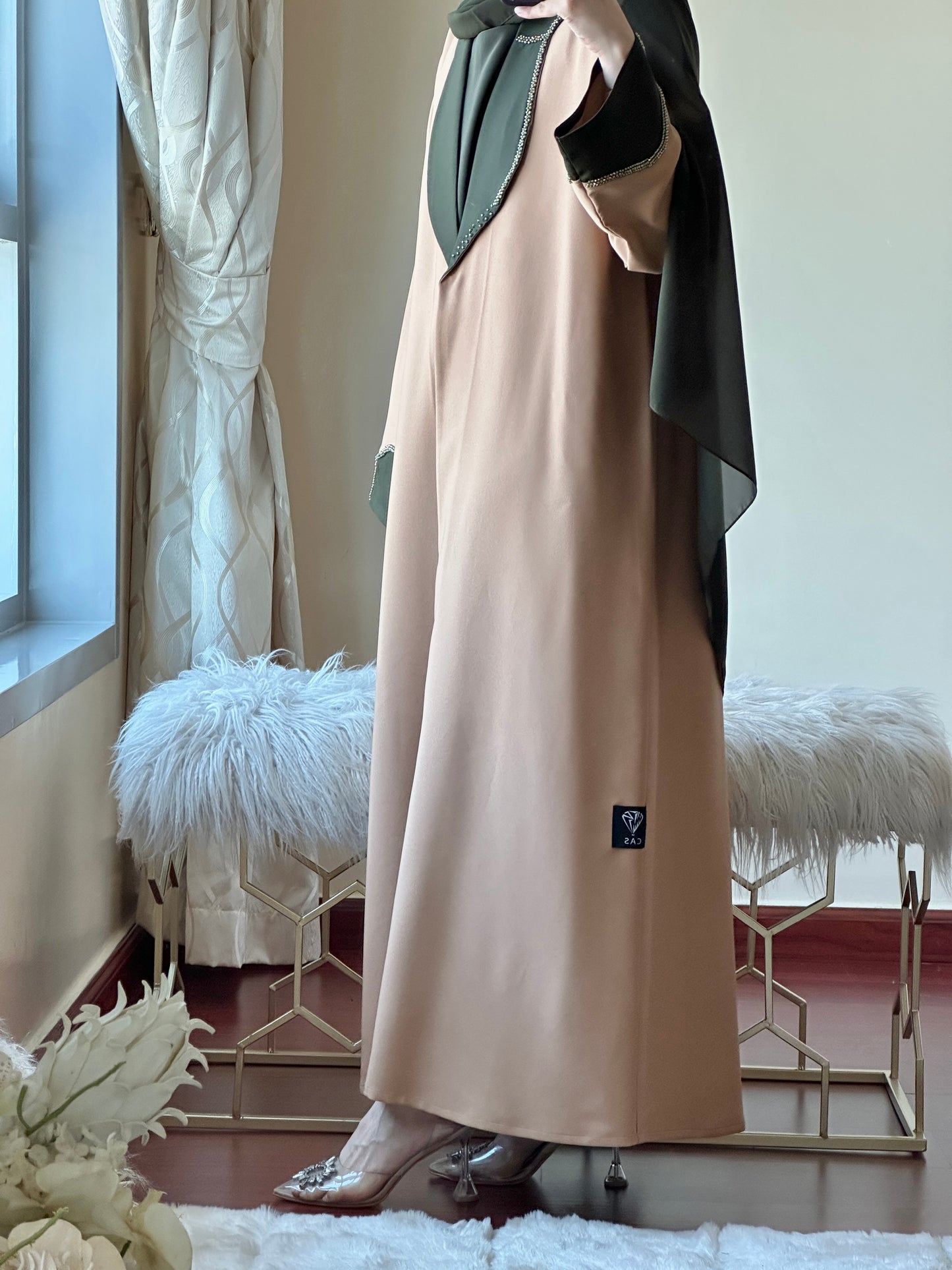 C-Green Beige Evening Abaya 42