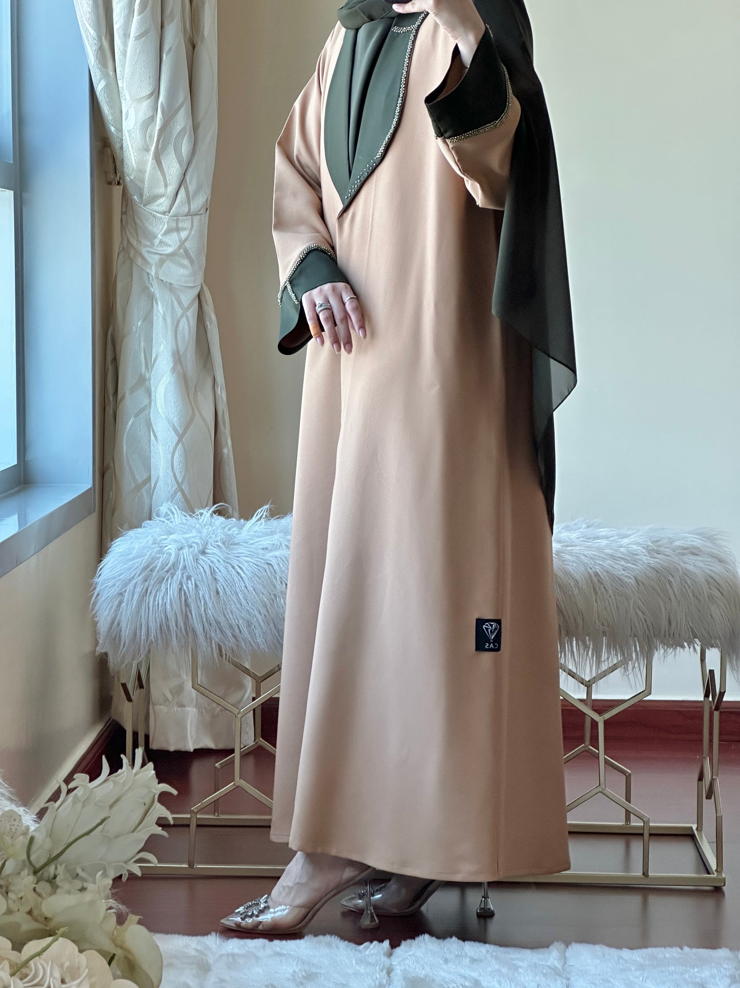 C-Green Beige Evening Abaya 42