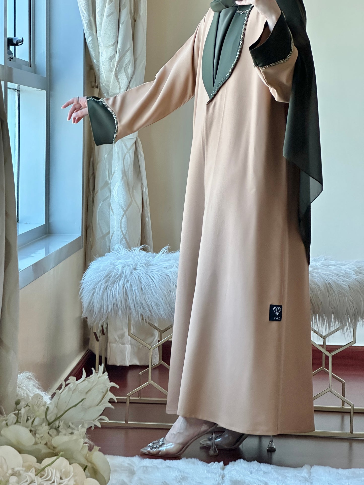 C-Green Beige Evening Abaya 42