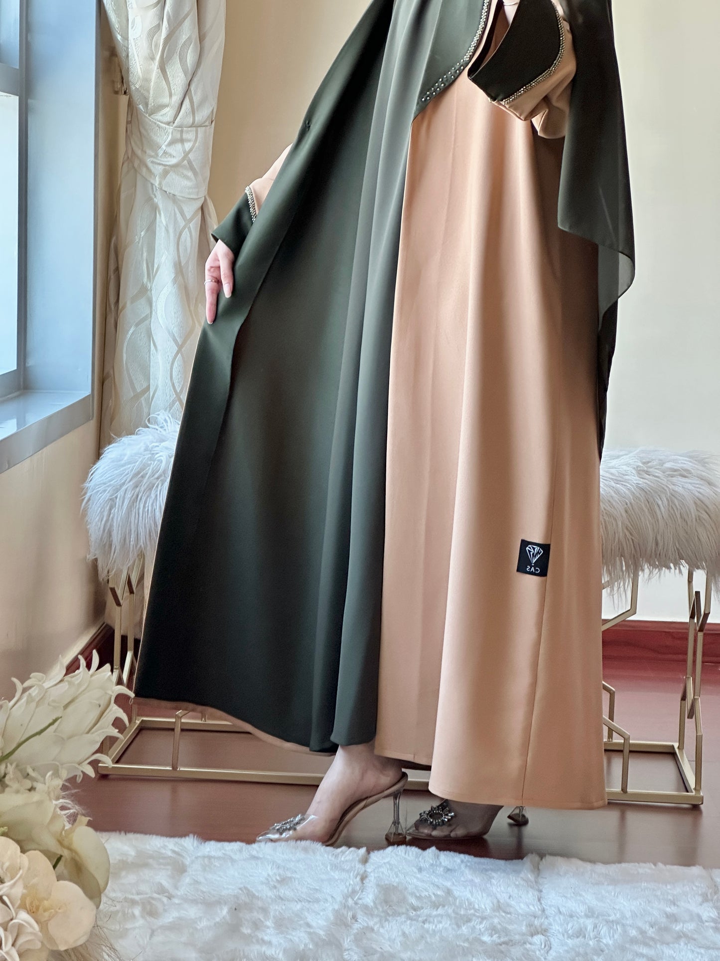 C-Green Beige Evening Abaya 42