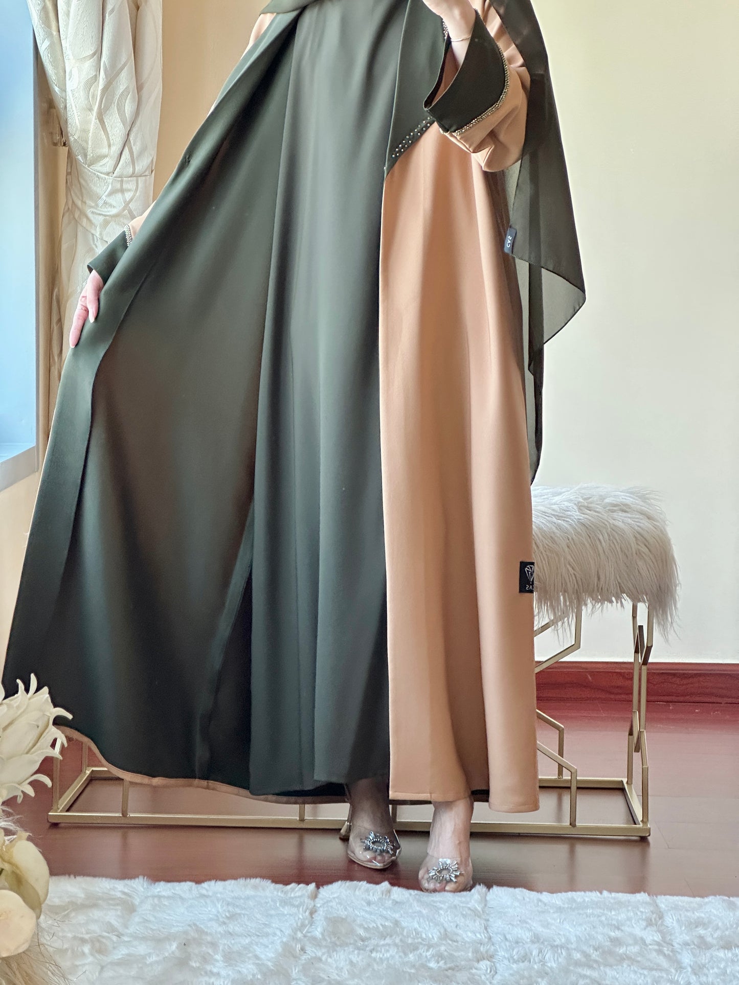 C-Green Beige Evening Abaya 42