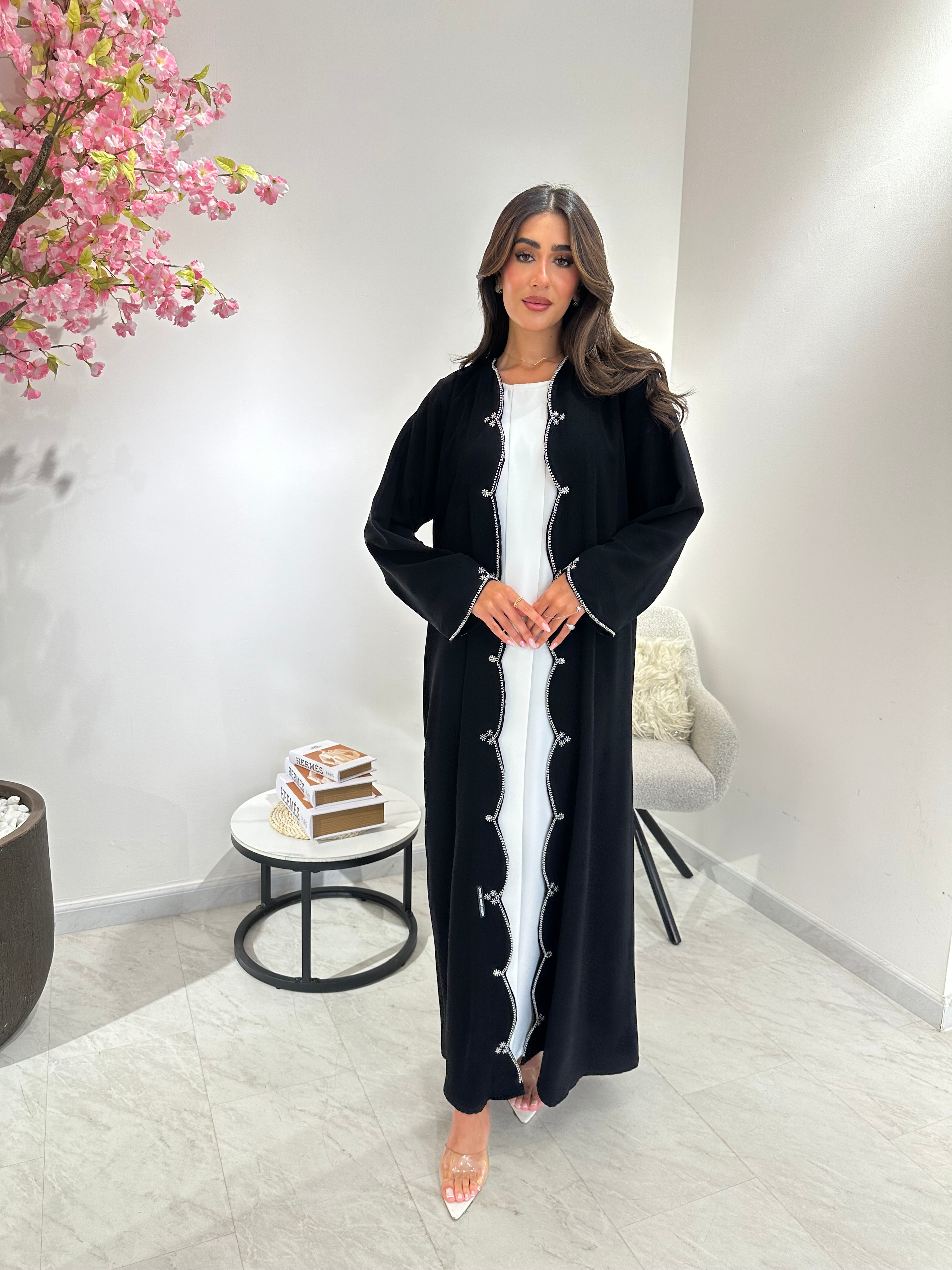 C 1042 Black Beaded Abaya