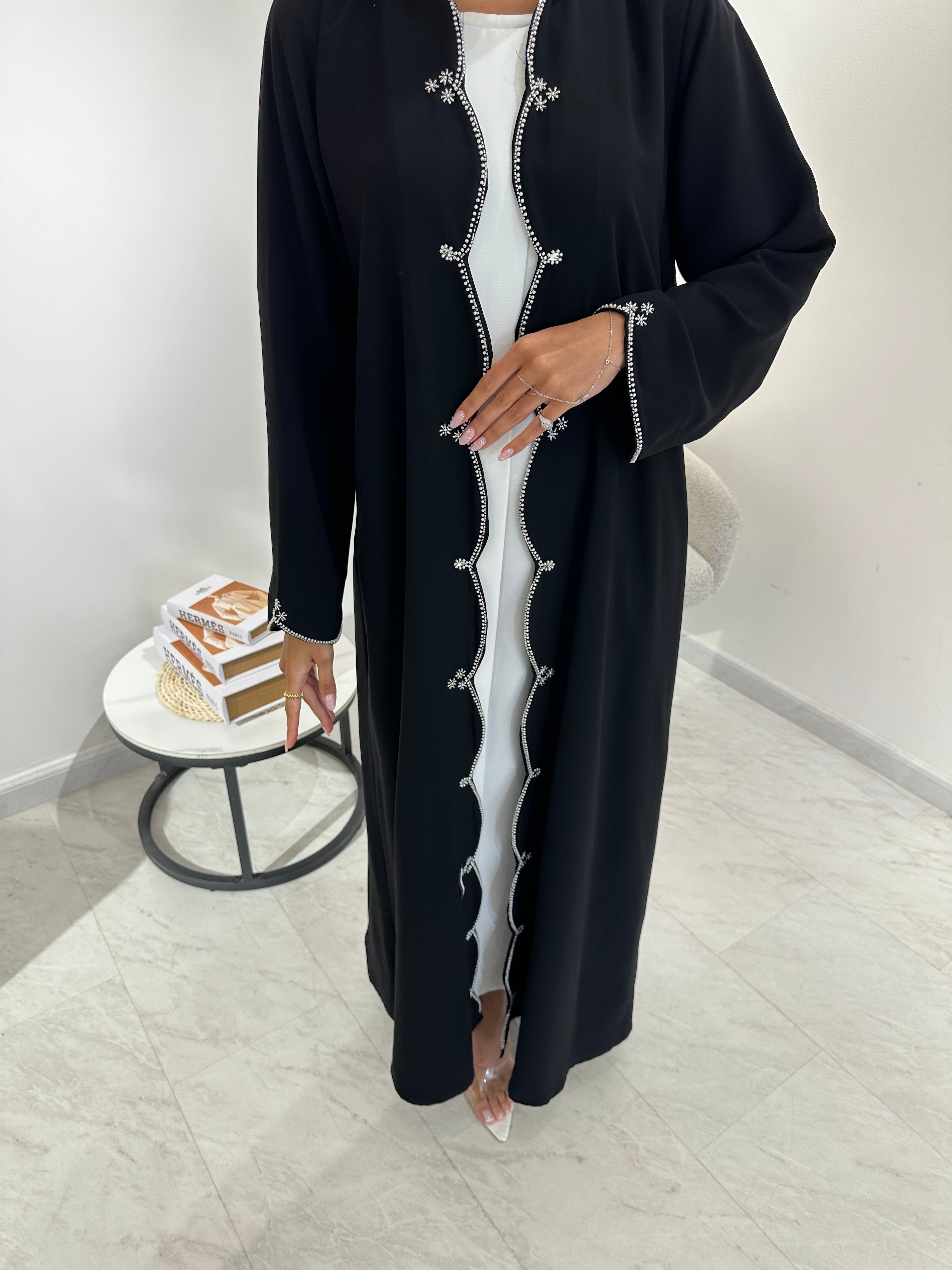 C 1042 Black Beaded Abaya